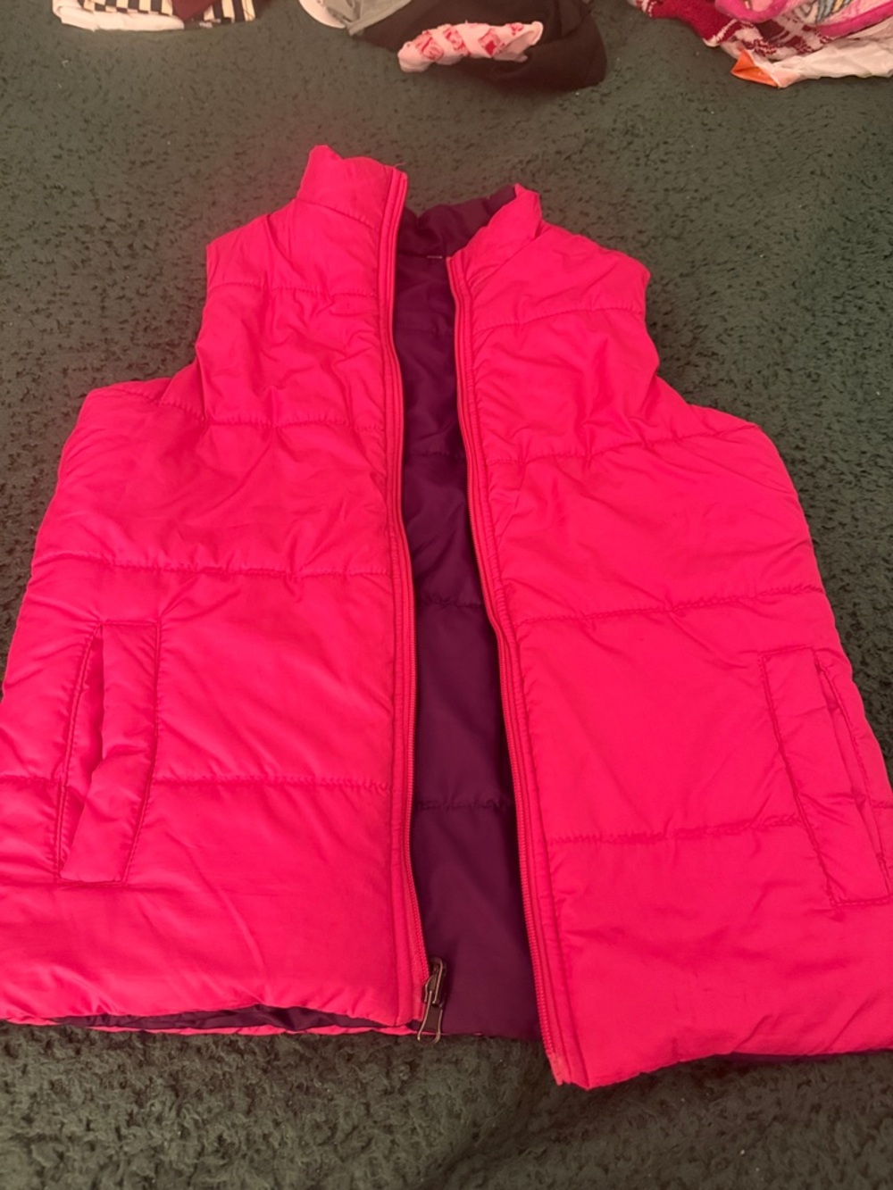 Girls' Hot Pink Reversible Puffer Vest